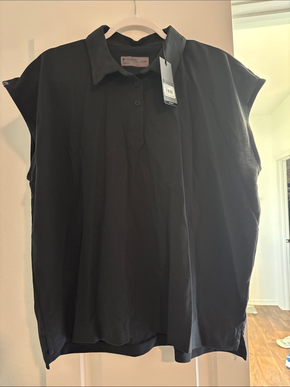 Figs Women’s Black Short-Sleeve Polo Top